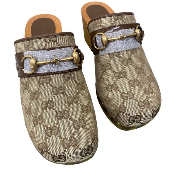Gucci GG Supreme Canvas Horsebit Monogram Slip On Clogs 37 Studded - Picture 4 of 4